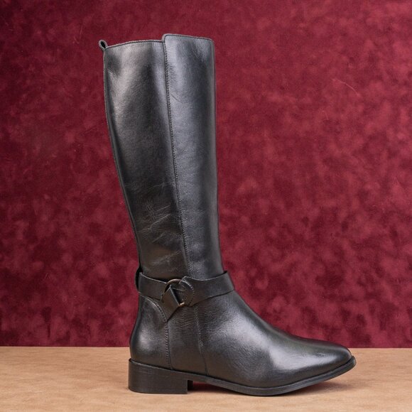 Chelsea Crew Women Ashton Black Leather Riding equestrian Knee Boots 9US EUR39 - Picture 2 of 8